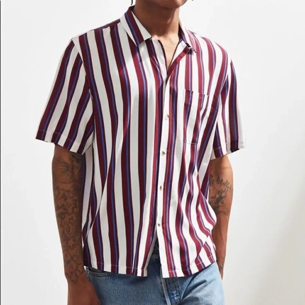 ✨ denim & flower striped freedom button down shirt✨